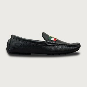 Homme Florence – Square Toe Italian Leather Loafer in Black