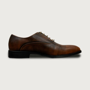 Homme Glasgow – Brown Plain Toe Oxford Italian Leather Dress Shoes
