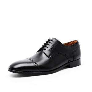Homme Winchester – Black Cap Toe Derby Italian Leather Blucher Shoes