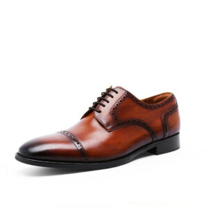 Homme Winchester – Brown Cap Toe Derby Italian Leather Blucher Shoes