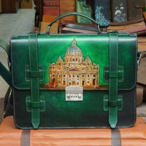 Vatican City Personalized Handcrafted-Carved Leather Briefcase