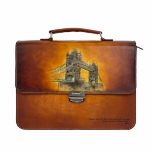 Personalized Handcrafted-Carved Leather Briefcase - City Version