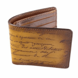 Homme Leather Scripto Patina Honey Brown Wallet Medium