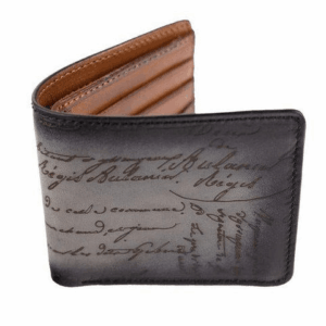 Homme Leather Scripto Patina Grey Wallet Medium