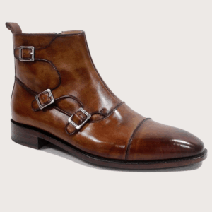 Homme Arezzo - Square Captoe Buckle & Zipper Boot