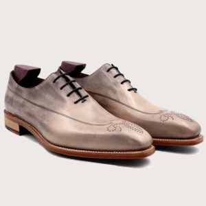 Homme Pesaro Goodyear Welted Brogue Oxford - Taupe Calfskin Leather