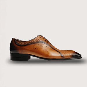 Homme Avellino – Brogue Oxford in Brown Textured Calfskin Leather