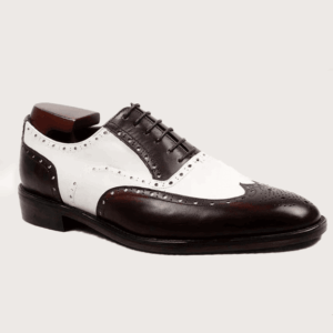 Homme Belluno - Round Toe Brown White Bespoke Men's Oxford Shoe