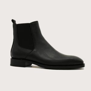 Homme Rovereto Bespoke Chelsea Boots - Black Pebble Grain Leather, Classic Design