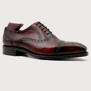 Homme Mantua Handcrafted Wedding Oxford - Wine Patina, Full-Grain Calf Leather