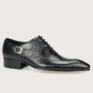 Homme Brescia – Carved Brogue Monk Strap in Black Calfskin Leather