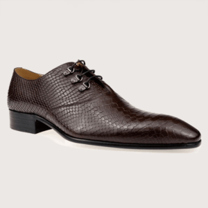 Homme Reggio Emilia – Snake Print Oxford in Brown Calfskin Leather