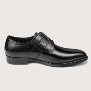 Homme Busto Arsizio – Textured Derby Brogue in Black Calfskin Leather