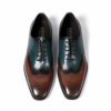 Homme Carpi Two-Tone Wingtip Brogue Oxford – Teal Calfskin Leather