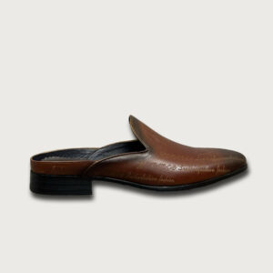 Homme Rovereto – Handcrafted Brown Vintage Engraved Mule Loafers