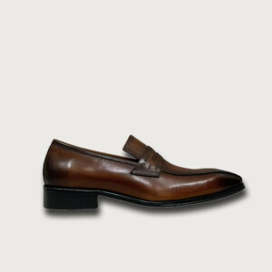 Homme Taranto – Brown Patina Loafer Leather Dress Shoes