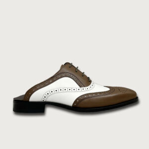 Homme Ercolano – Brown Classic Leather Brogue Mules for Men
