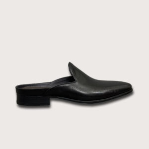 Homme Rovereto – Handcrafted Black Vintage Engraved Mule Loafers