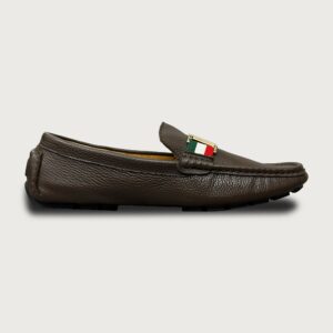 Homme Florence – Square Toe Italian Leather Loafer in Brown