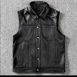 Homme Pescasseroli – Handmade Black Lace-Up Biker Leather Vest AD-ORD35
